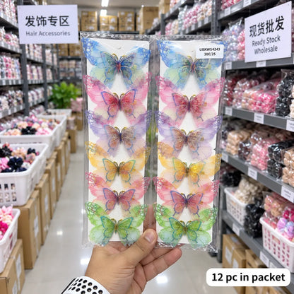 XL Butterfly alligator hair pins  (1Dz) - UBKWS4243