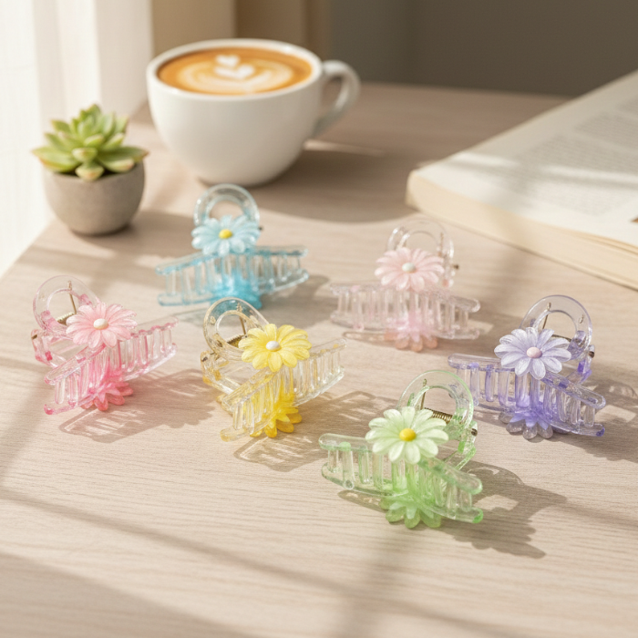 Flower Acrylic Hair Claw Clip (1Dz) - UBKWS2399