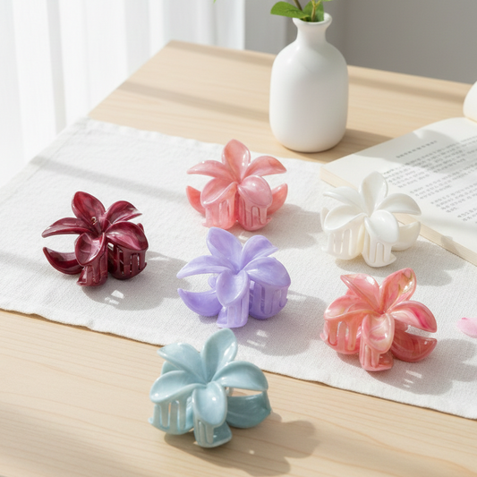 Marble Finish Floral Hair Claw (1Dz) - UBKKWS2402