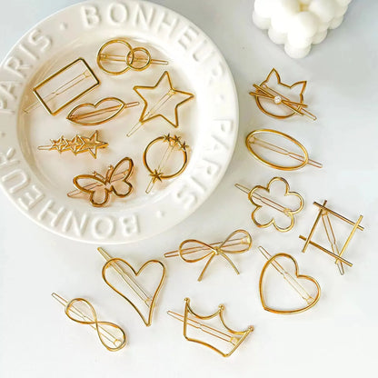 Golden Shaped Hair Pins (1Dz) - AT-002