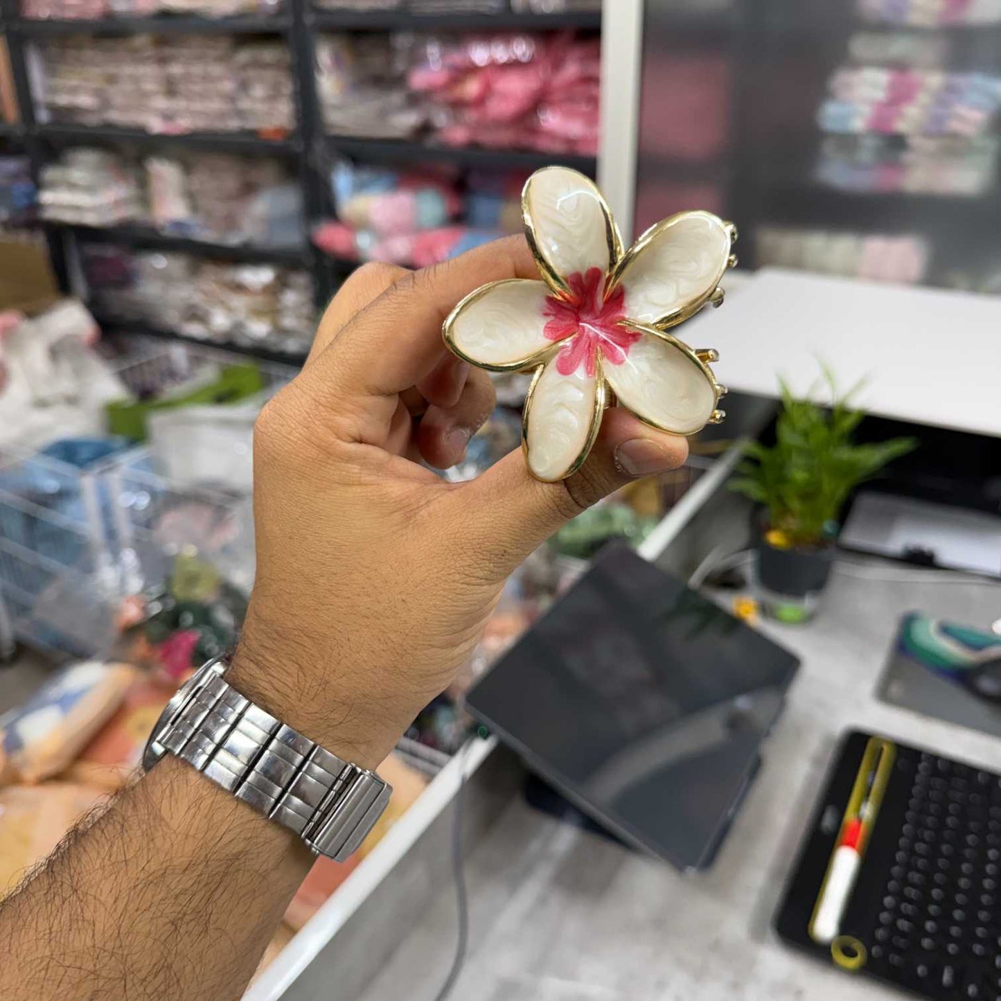 Big Metal flower hair claw (1Dz) - UBKWS2612