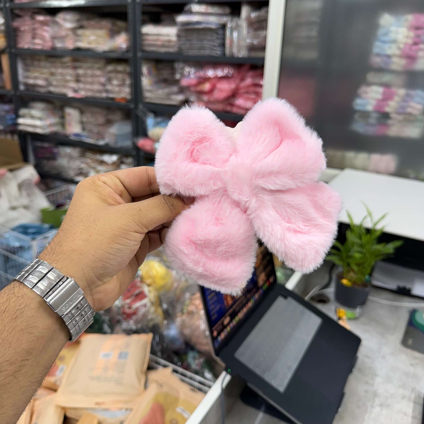 Fur Bow hair pins (1Dz) - UBKWS2641