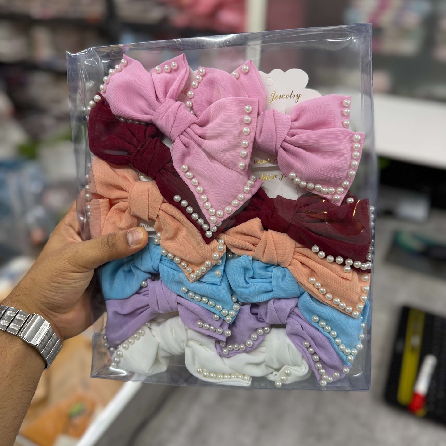Pearl Bow hair pins (1Dz) - UBKWS2643