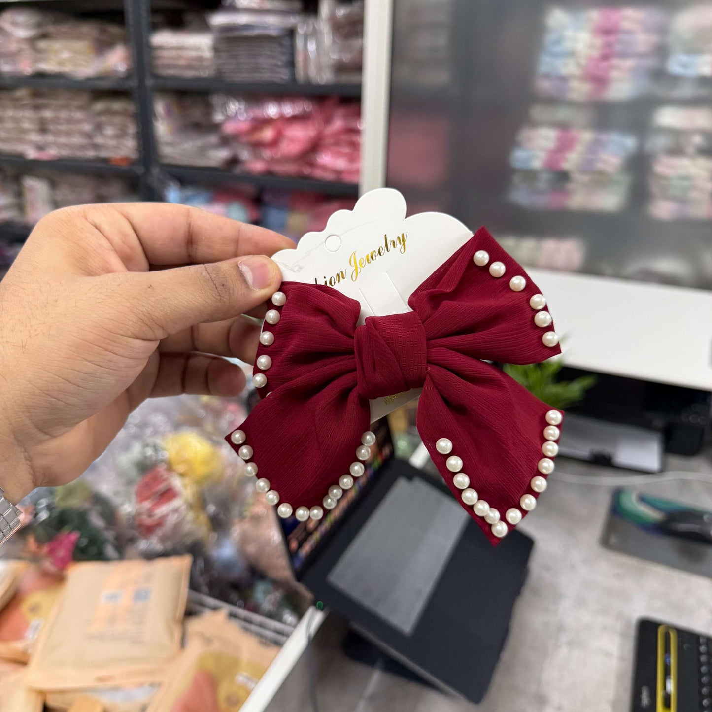 Pearl Bow hair pins (1Dz) - UBKWS2643