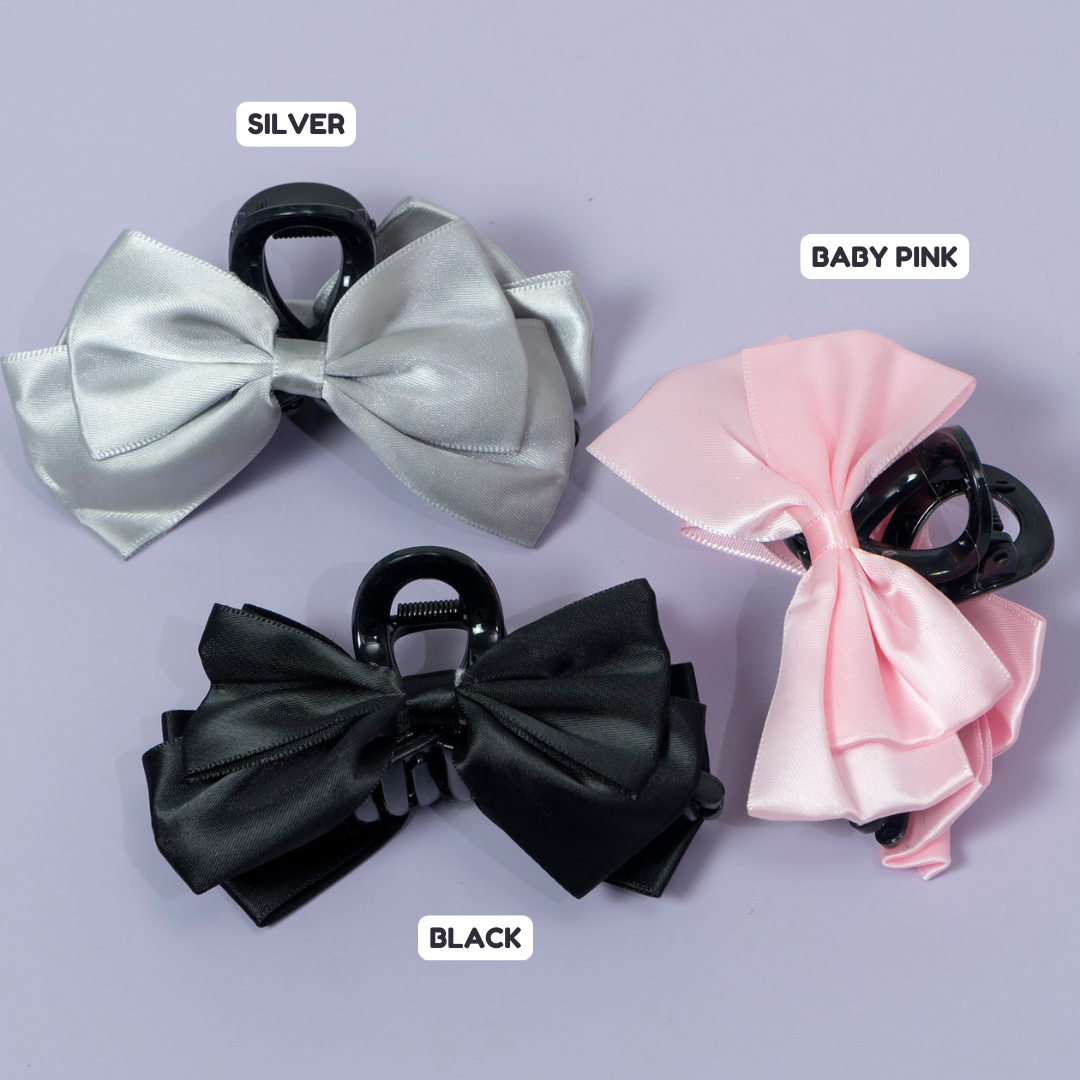 Shiny Satin Bow Hair Claw (12Pcs) - UBKWS1241