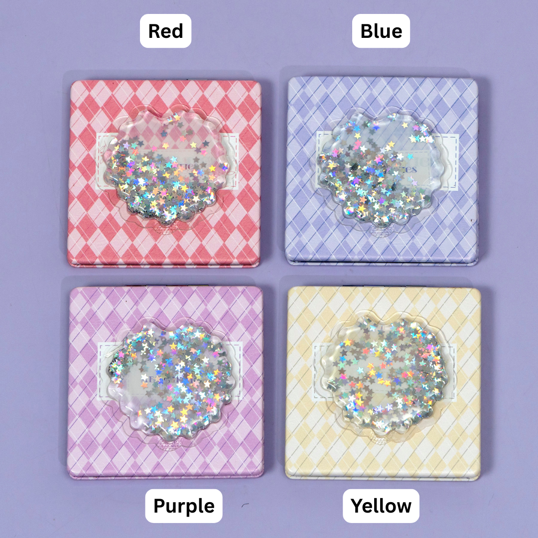 Cute Plaid Glitter Square Pocket Mirror (1Dz) - UBKWS2587