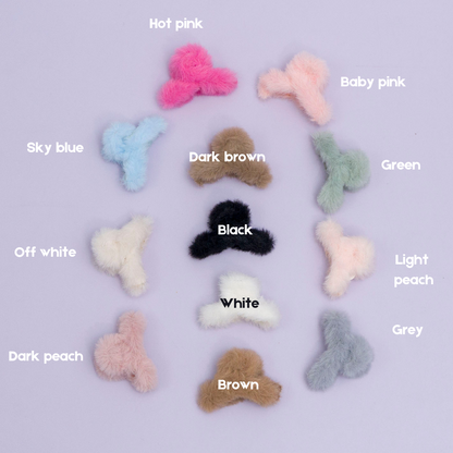 Korean Style Mini Fur Hair Claw (12 Pcs) - UBKWS961