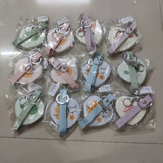 Heart Shape Soft PU Compact Mirror with Strap (1Dz) - UBKWS2253