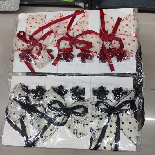 Floral Bow Organza Hair Accessory Set (1Dz) - UBKWS2212