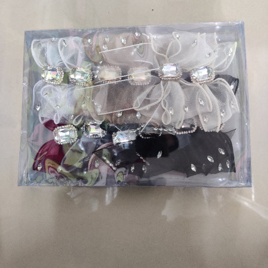 Organza Stone Bow Hair Clip (6Pcs) - UBKWS2242