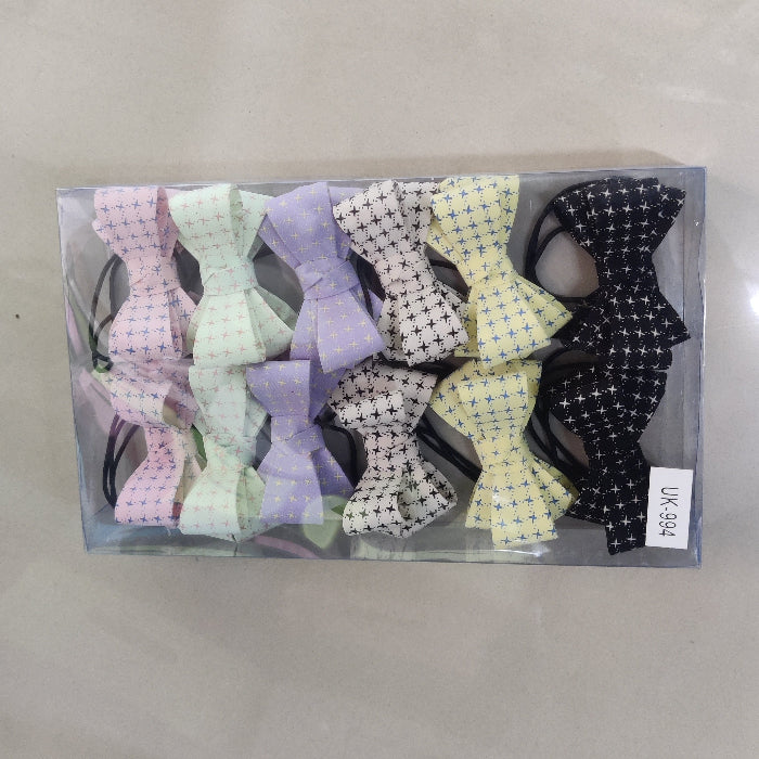 Printed Bow Hair Tie (1Dz) - UBKWS2219