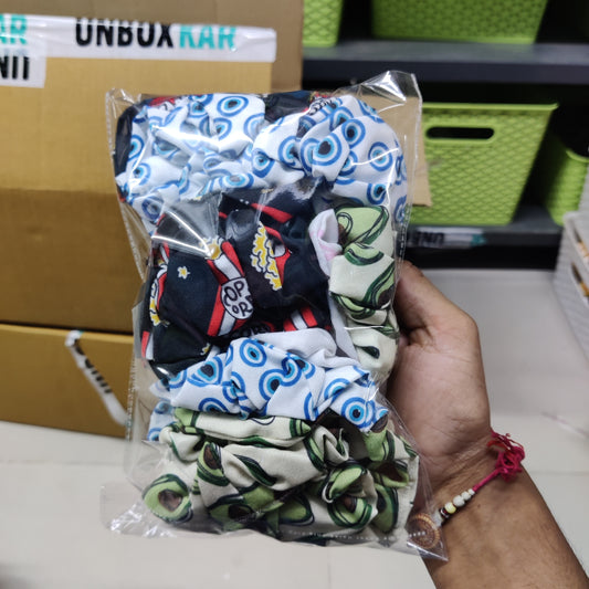 🇮🇳♥️ Hand made Printed Scrunchies Set (1Dz) – UBKWS2717