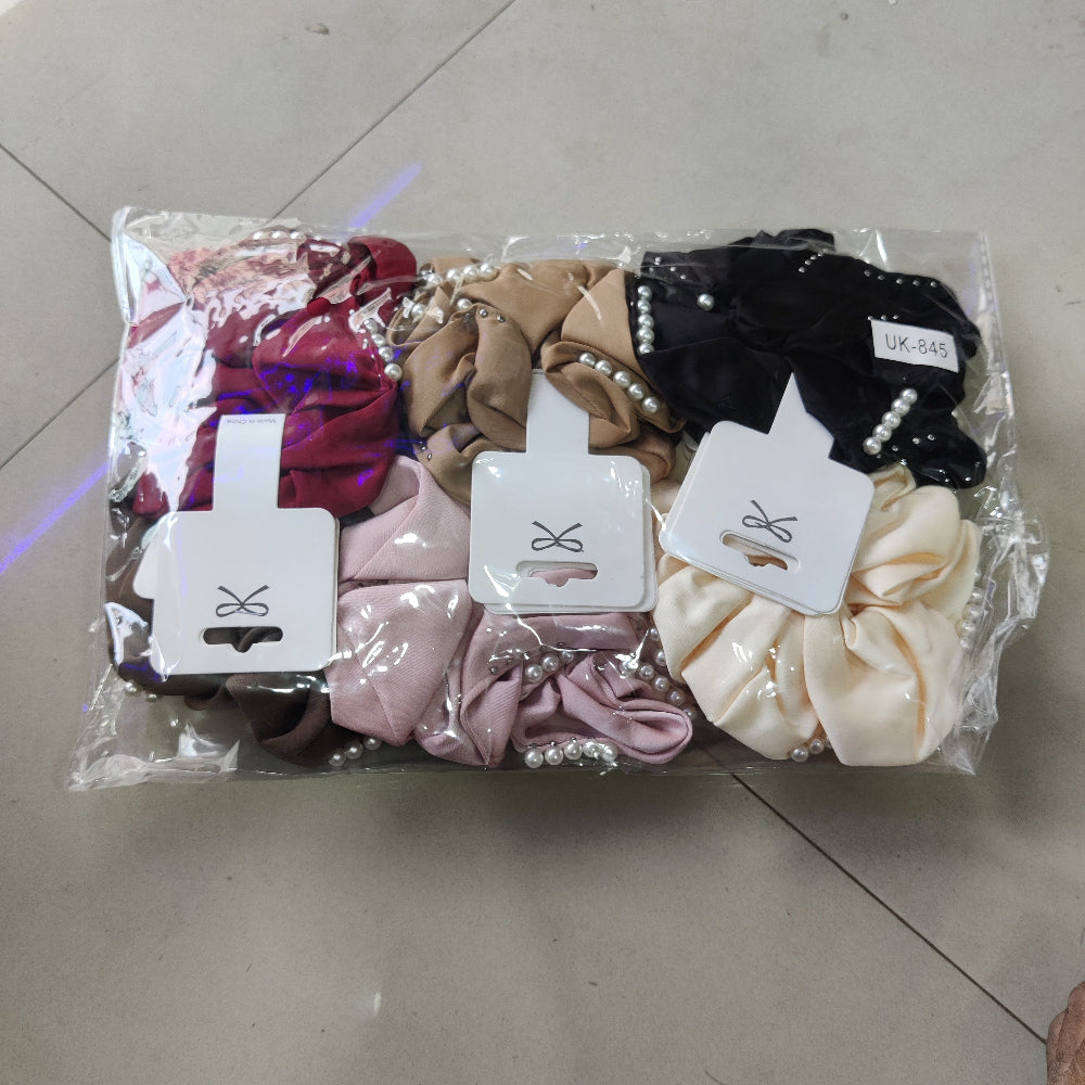 Pearl Satin Hair Scrunchie (1Dz) - UBKWS2284