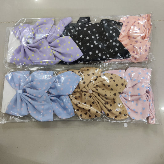 Heart Print Bow Hair Clip (1Dz) - UBKWS2238
