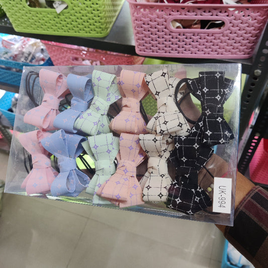 Fabric Bow Hair Rubber (1Dz) - UBKWS2218