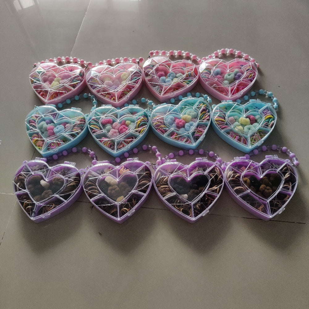 Heart Kids Hair Accessories Organizer Box with Beaded Handle (1Dz) - UBKWS2376)