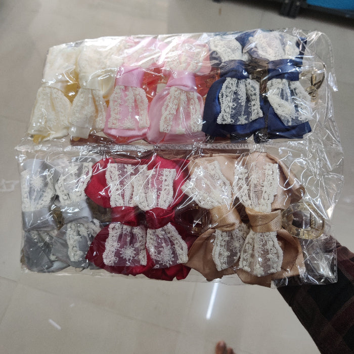 Lace Satin Bow Hair Claw Clip (1Dz) - UBKWS2178