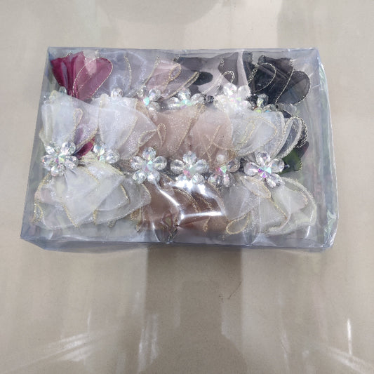 Organza Crystal Bow Hair Clip (6Pcs) - UBKWS2241