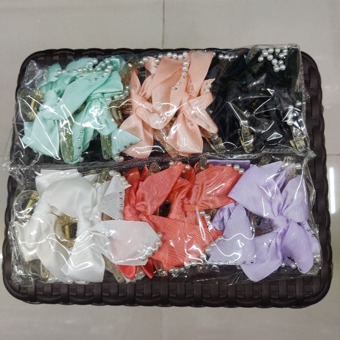 Elegant Pearl Bow Hair Claw Clip (1Dz) - UBKWS2207