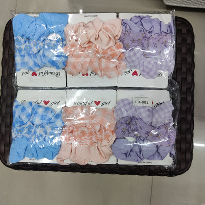 Soft Peach Floral Scrunchies Set (1Dz) - UBKWS2220