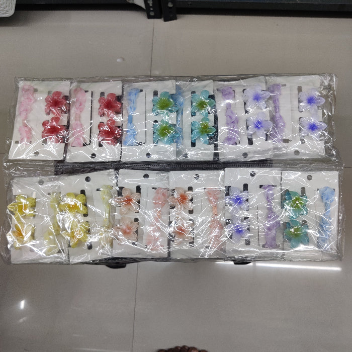 Floral Bow Organza Hair Accessory Set (1Dz) - UBKWS2211