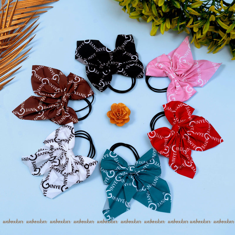 Printed Bow Hair Rubber Band ( Pack of 12 ) - UBKWS401