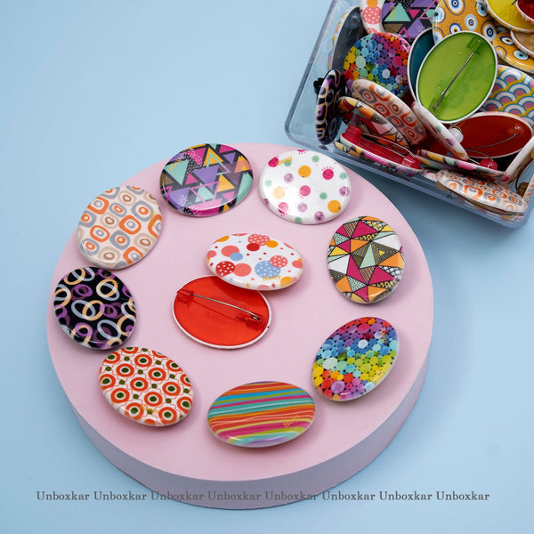 Honey Printed brooches (Pack of 12) - UBKWS467
