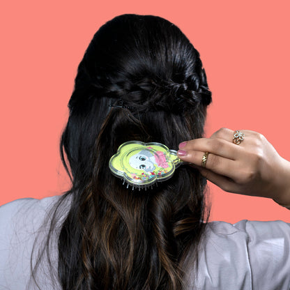 flower Glitter mini Hair Brush ( Pack of 12 ) - UBKWS434