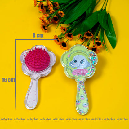 flower Glitter mini Hair Brush ( Pack of 12 ) - UBKWS434