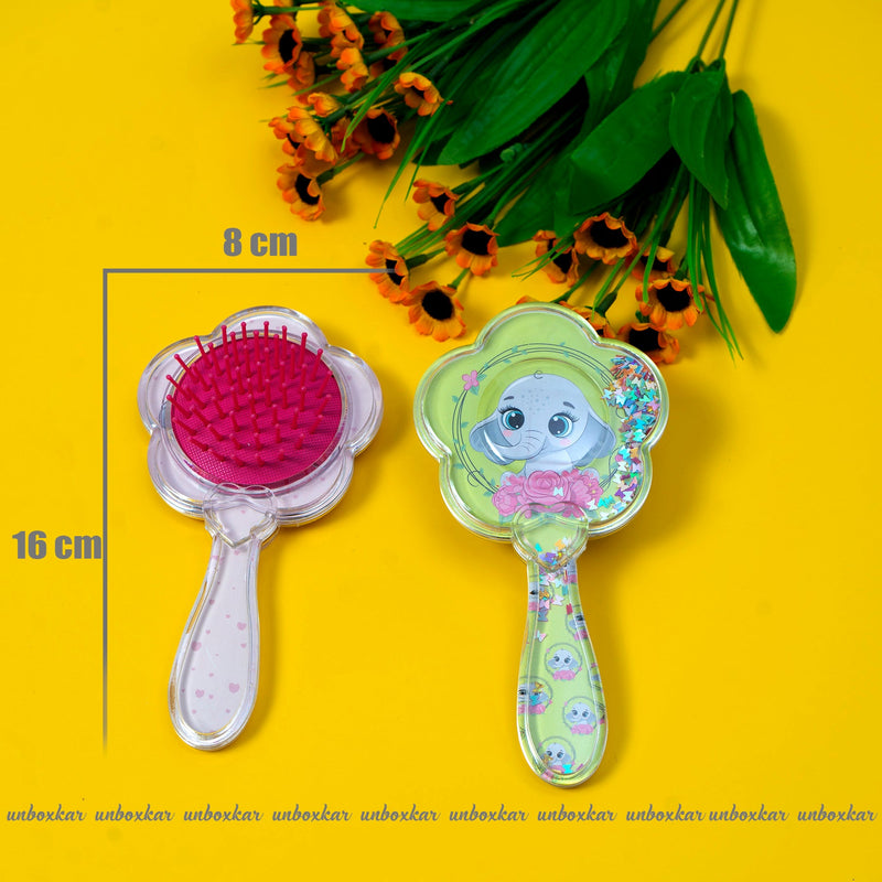 flower Glitter mini Hair Brush ( Pack of 12 ) - UBKWS434