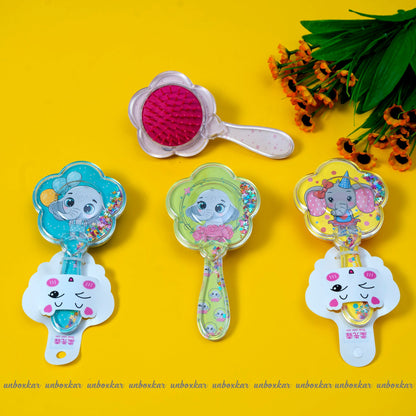 flower Glitter mini Hair Brush ( Pack of 12 ) - UBKWS434