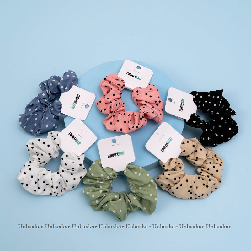 Polka dot Hair scrunchies (Pack of 12) - UBKWS524