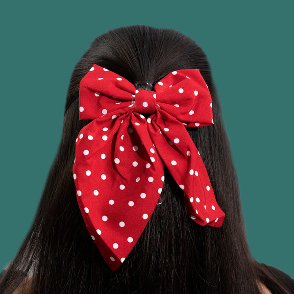Polka dot hair bow with Alligator pin (Pack of 12) - UBKWS509