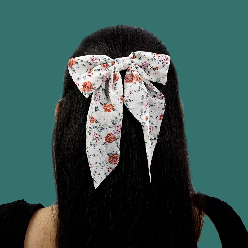 Floral print hair bow with Alligator pin (Pack of 12) - UBKWS512