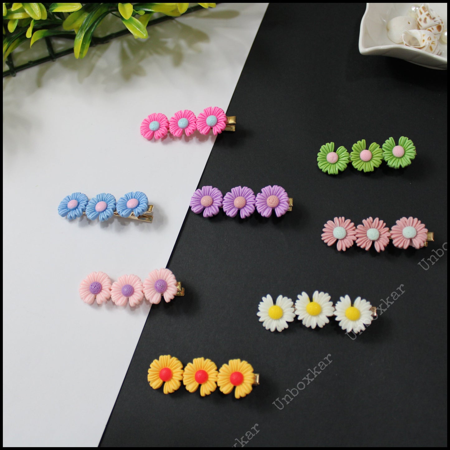 Sunflower Hair Clip with Alligator pin ( Pack of 12 )  - UBKWS213