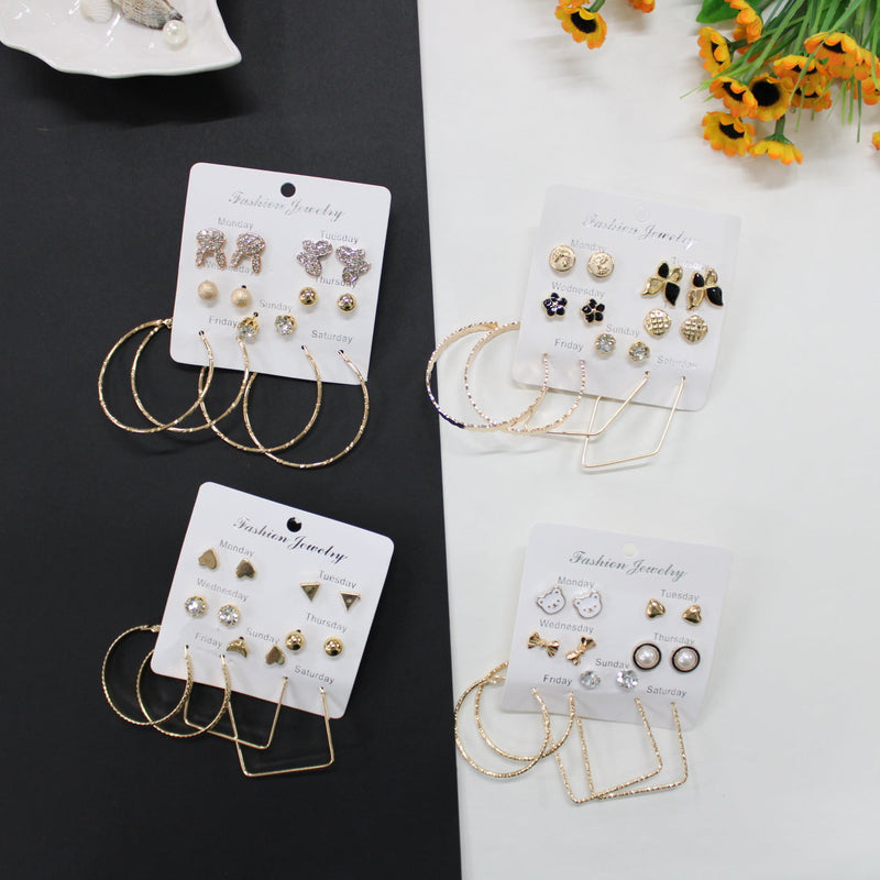 Quirky Hoop Earrings Tops Set (Pack of 12) - UBKWS341