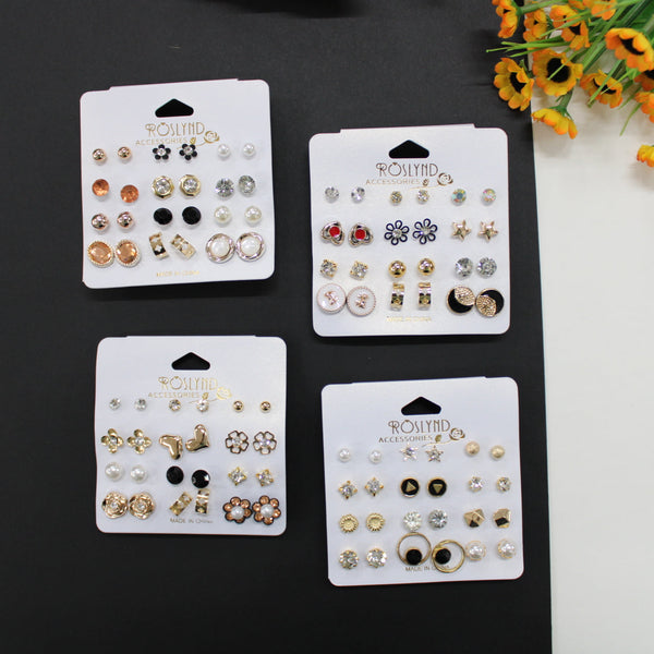 12 Pcs Earrings Tops Set (Pack of12) - UBKWS342