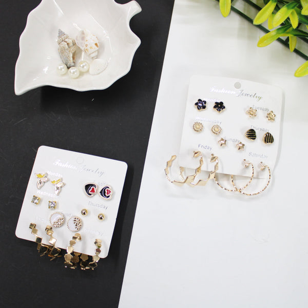 Quirky Hoop Earrings Tops Set (Pack of 12) - UBKWS372